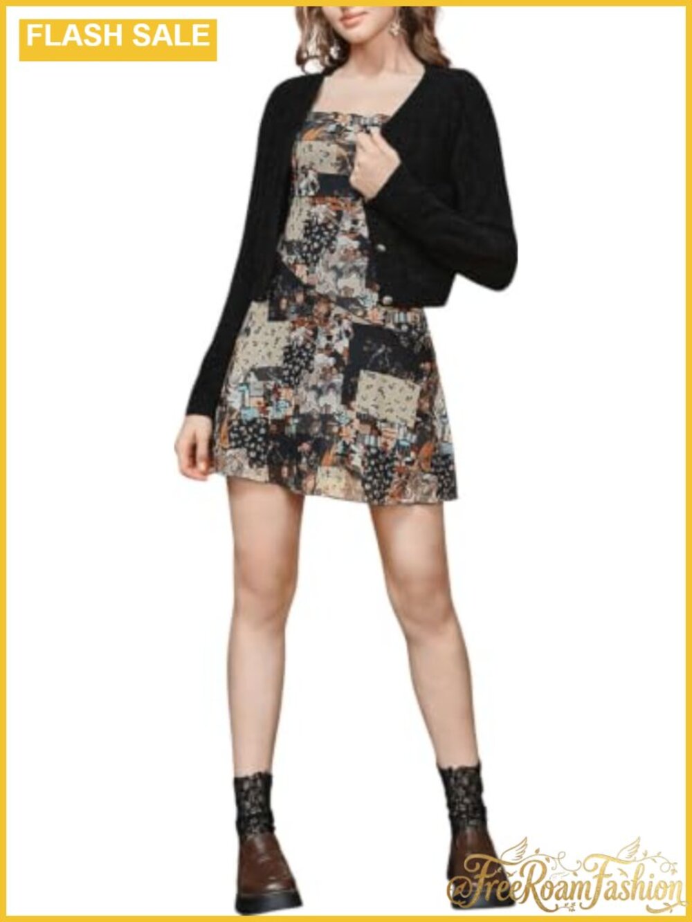 Boho Patchwork Print Spaghetti Strap Mini Cami Dress